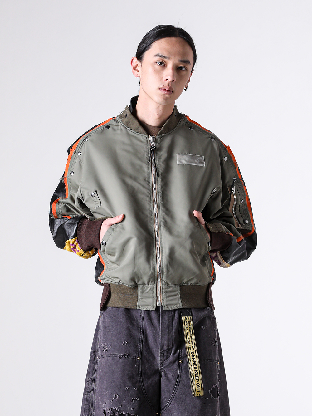 SEVESKIG セヴシグ 25SS 日本製 DETACHABLE MA-01 VER RAINBOW デタッチャブルMA-1ジャケット レインボー L KHAKI 定価105,600円 3WAY L-2B フライト アウター【中古】【SEVESKIG】 SEVESKIG（セヴシグ） ダウンジャケット ダウン メンズ レディース