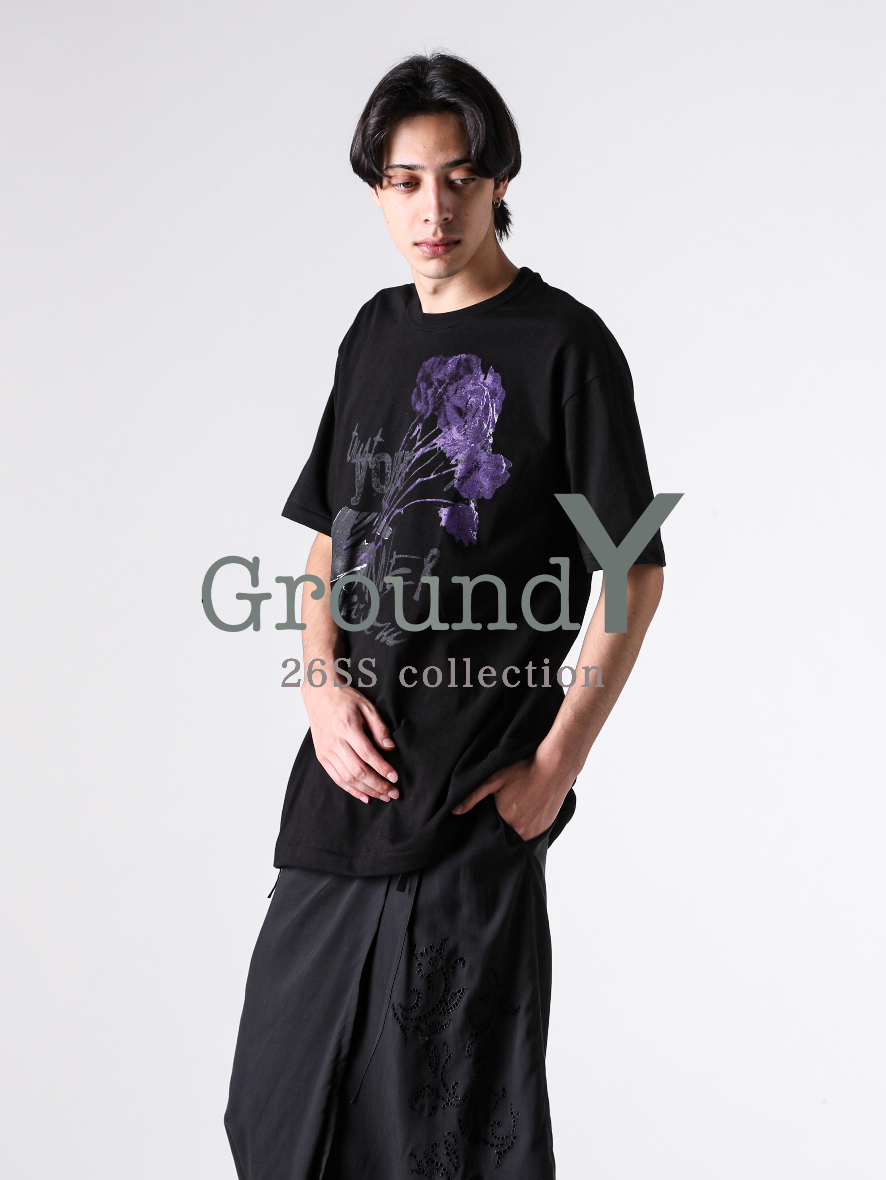 25AW Yohji Yamamoto トリポリ定番ブラウス　黒　サイズ2 Yohji Yamamoto POUR HOMME 25AW プリントブラウス モードスタイリング