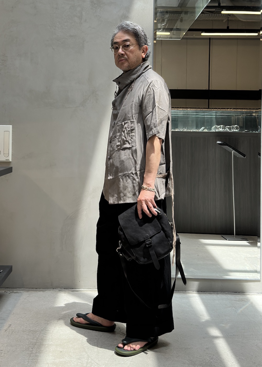 ジギーチェン ZIGGY CHEN DIGITAL PRINT HIGH-NECK SHORT SLEEVE SHIRT