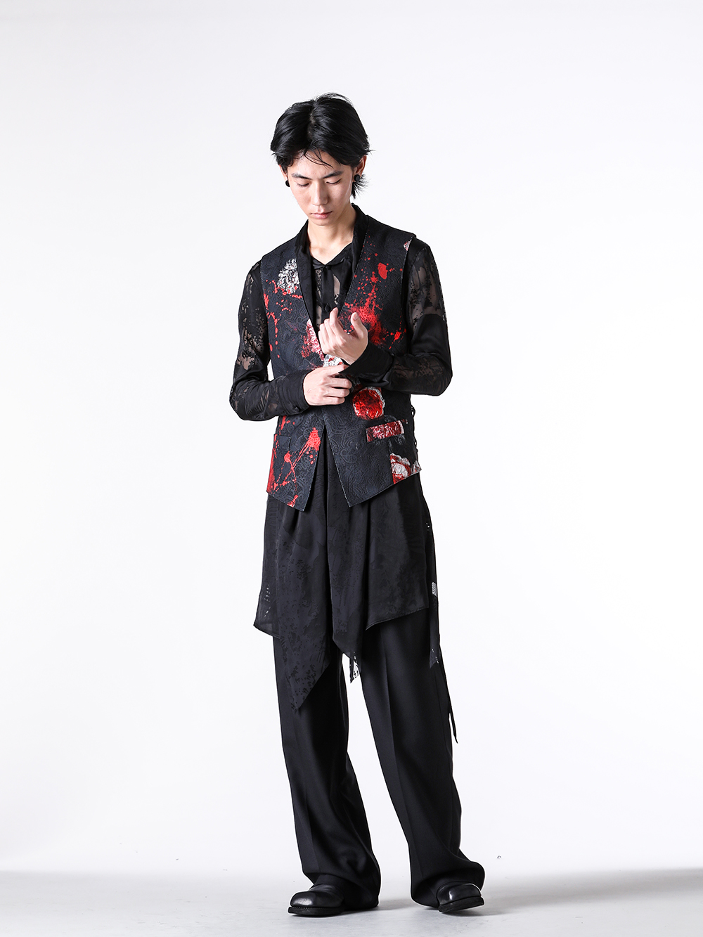 kiryuyrik 25SS lace-up vest stole shirt style