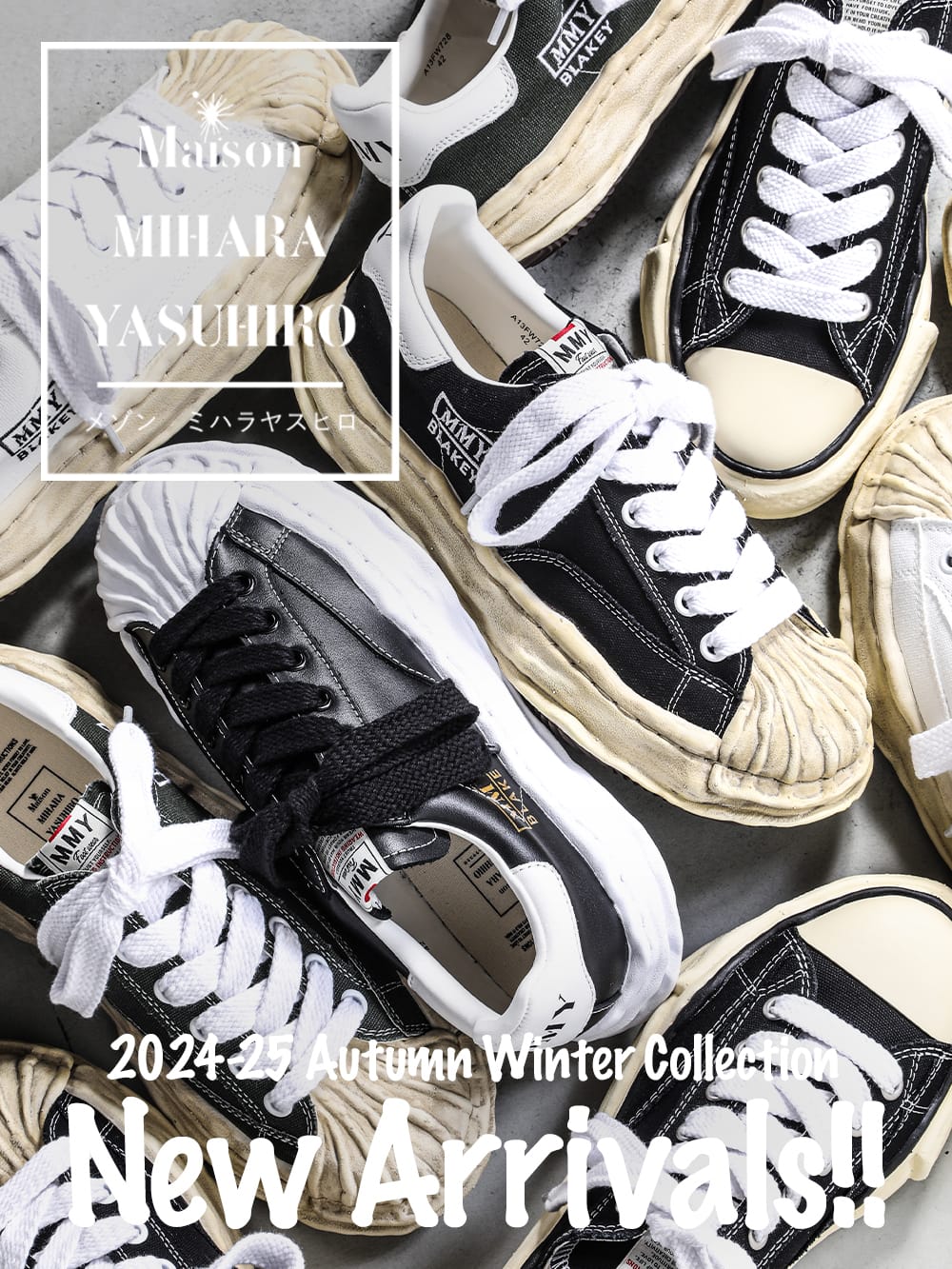 メゾン ミハラヤスヒロ Maison MIHARA YASUHIRO BLAKEY Original Sole Leather Low Cut  Sneakers （Black） -FASCINATE