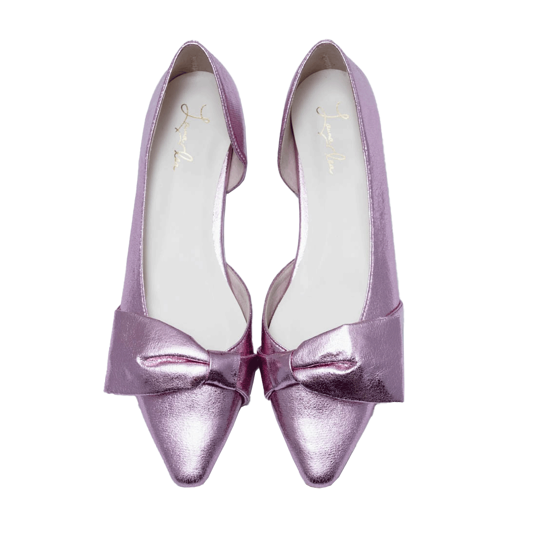 新品ラウナレア Launalea ダイヤモチーフフラットパンプス 5cm/rich]ゴールドラインパンプス(80009) （ブラック