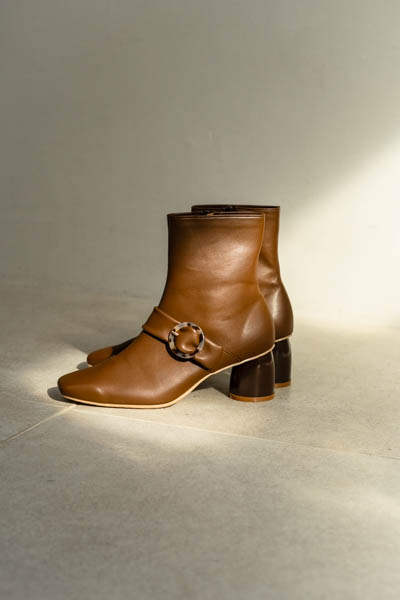 ストレッチスクエアトゥショートブーツ(0548)