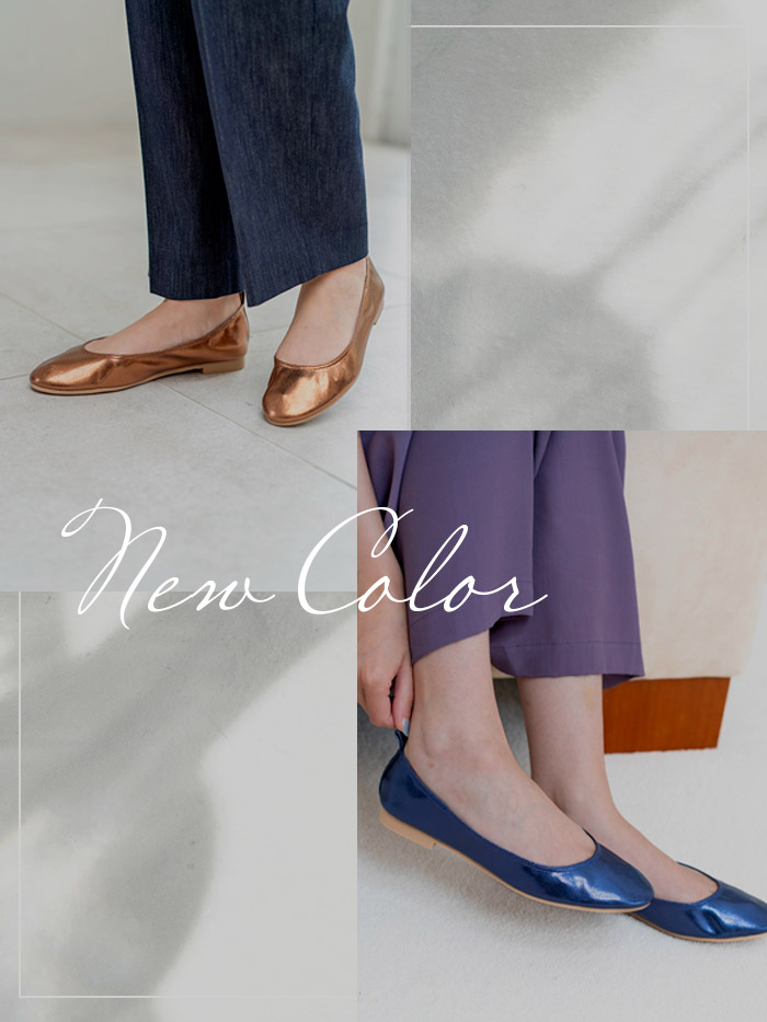Metallic round toe　Ballet Shoes