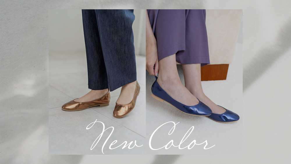 Metallic round toe　Ballet Shoes